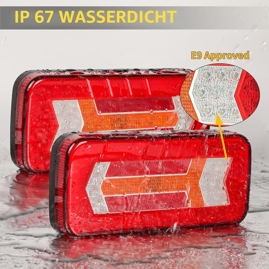 AOHEWEI 2 Stück Anhänger-Rückleuchten 12V/24V Superhelle wasserdichte Blinker Bremslichter Rücklicht