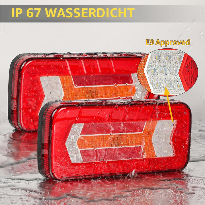 AOHEWEI 2 Stück Anhänger-Rückleuchten 12V/24V Superhelle wasserdichte Blinker Bremslichter Rücklicht