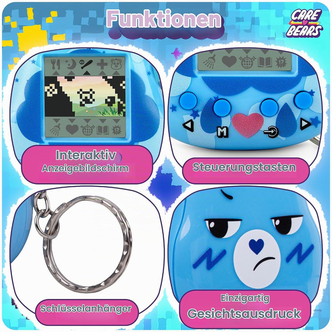 Care Bears Digital Pet - Grumpy Bear Cyber Pet with Care Features, 1.4” Inch Screen, Handheld Intera