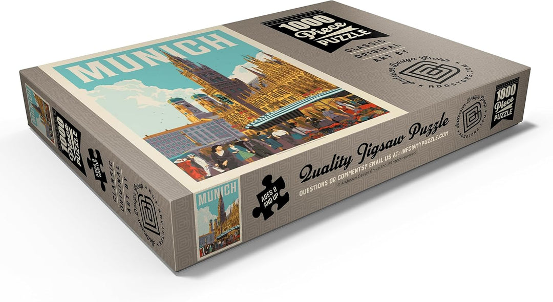 Deutschland: München, Vintage Poster - Premium 1000 Teile Puzzle - MyPuzzle Sonderkollektion von And