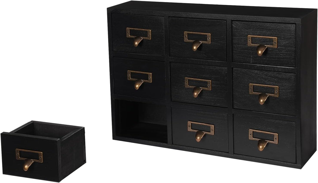 Holz Schubladenbox Vintage Aufbewahrungschrank mit 9 Schubladen Holz Schubladenschrank Rustikal Schu