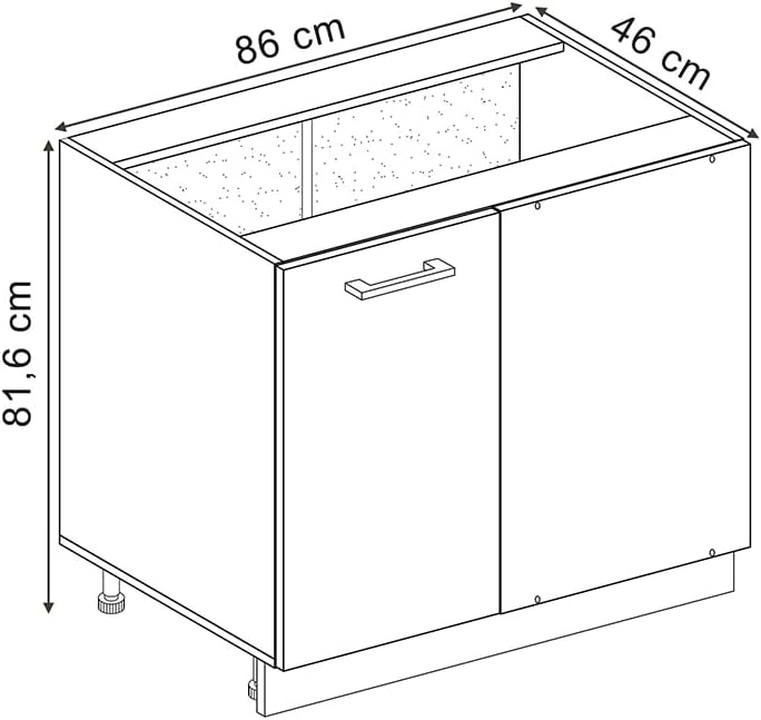Vicco Eckunterschrank R-Line, Schwarz Beton/Weiss, 86 cm ohne Arbeitsplatte Schwarz Beton Eckuntersc