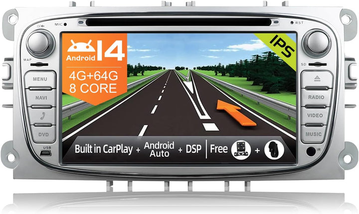 JOYX Android 12 Autoradio Passt für Ford Focus/Mondeo/S-Max/C-Max/Galaxy- [4G+64G] - [Eingebaut DSP+