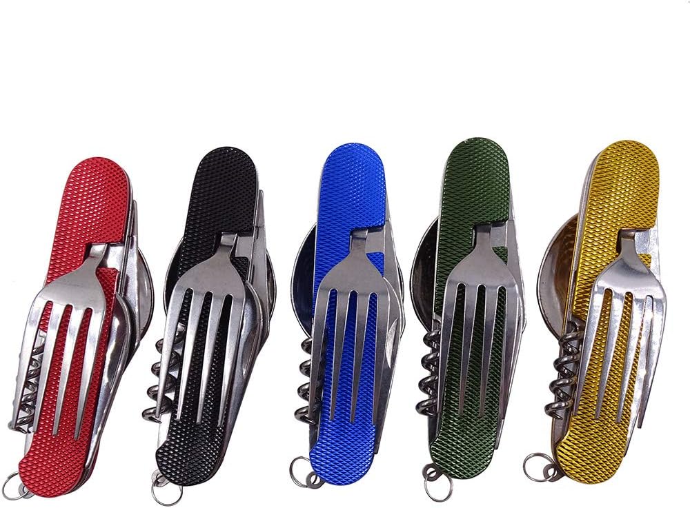 Hiwalker 6 in 1 Edelstahl Klapp besteck Camping besteck Set Outdoor Reise Besteck Kit Abnehmbare Ges
