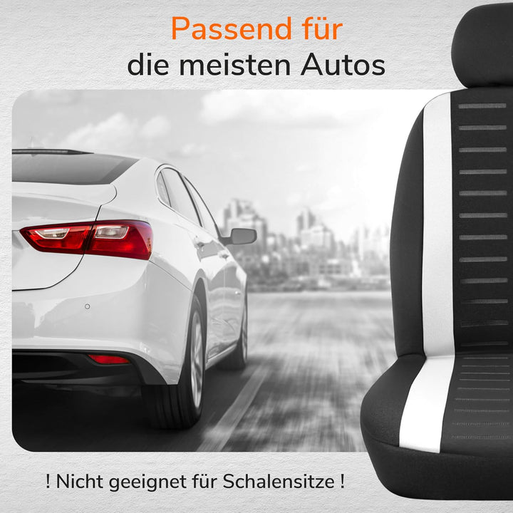 Upgrade4cars Autositzbezüge Set für die Vordersitze Version 2026 | Auto-Schonbezüge Universal in Wei
