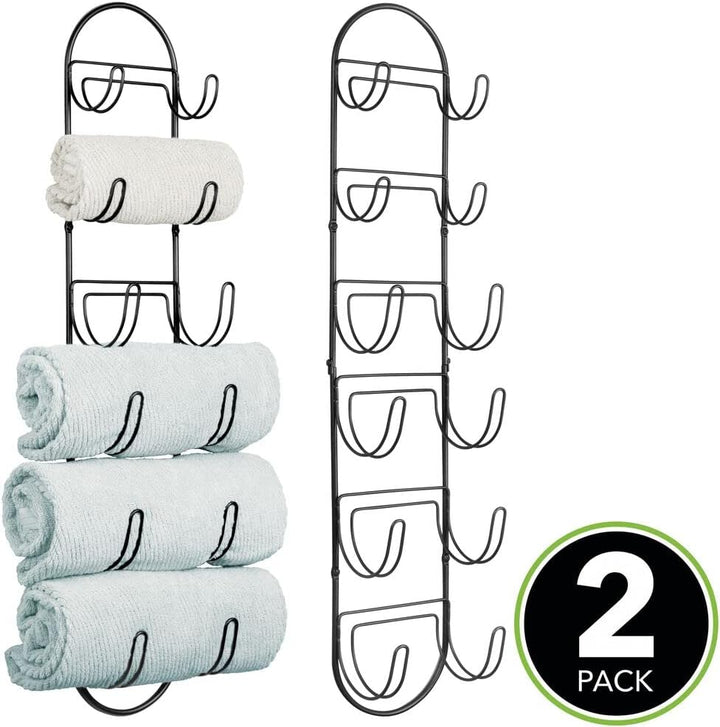 mDesign 2er-Set Handtuchhalter zur Wandmontage – Handtuchablage aus Metall – schickes Badzubehör – a