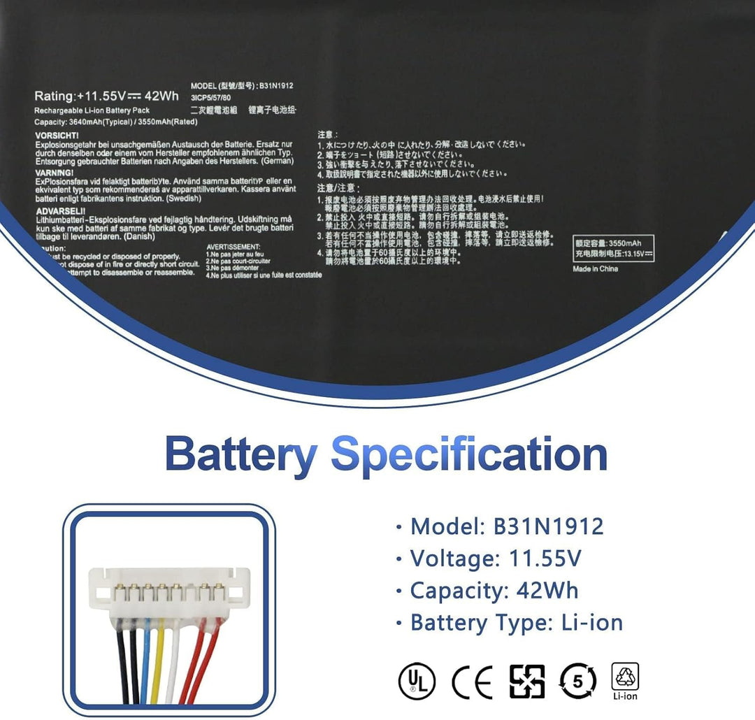 ANTIEE B31N1912 C31N1912Akku Kompatibel mit ASUS VivoBook Go 14 15 E410KA E410MA E510KA E510MA L410M