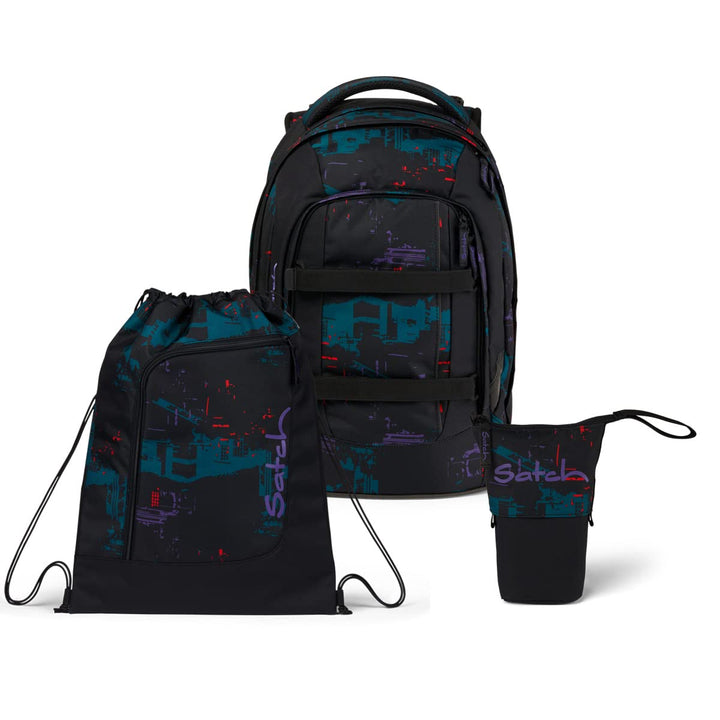 Satch Pack Pencil Slider Light Edition Schulrucksack Set 3tlg. mit Sportbeutel (Night Vision), Night