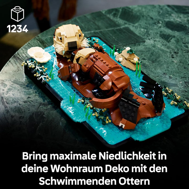 LEGO Ideas Schwimmende Otter - Modellbau für Erwachsene - 3D Puzzle mit Seeotter Figuren (Mutter & J