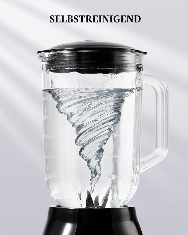 SHARDOR Standmixer, 700 W Spitzenleistung smoothie maker mit 1,5-Liter-Glasbehälter, Edelstahl 6-Kli