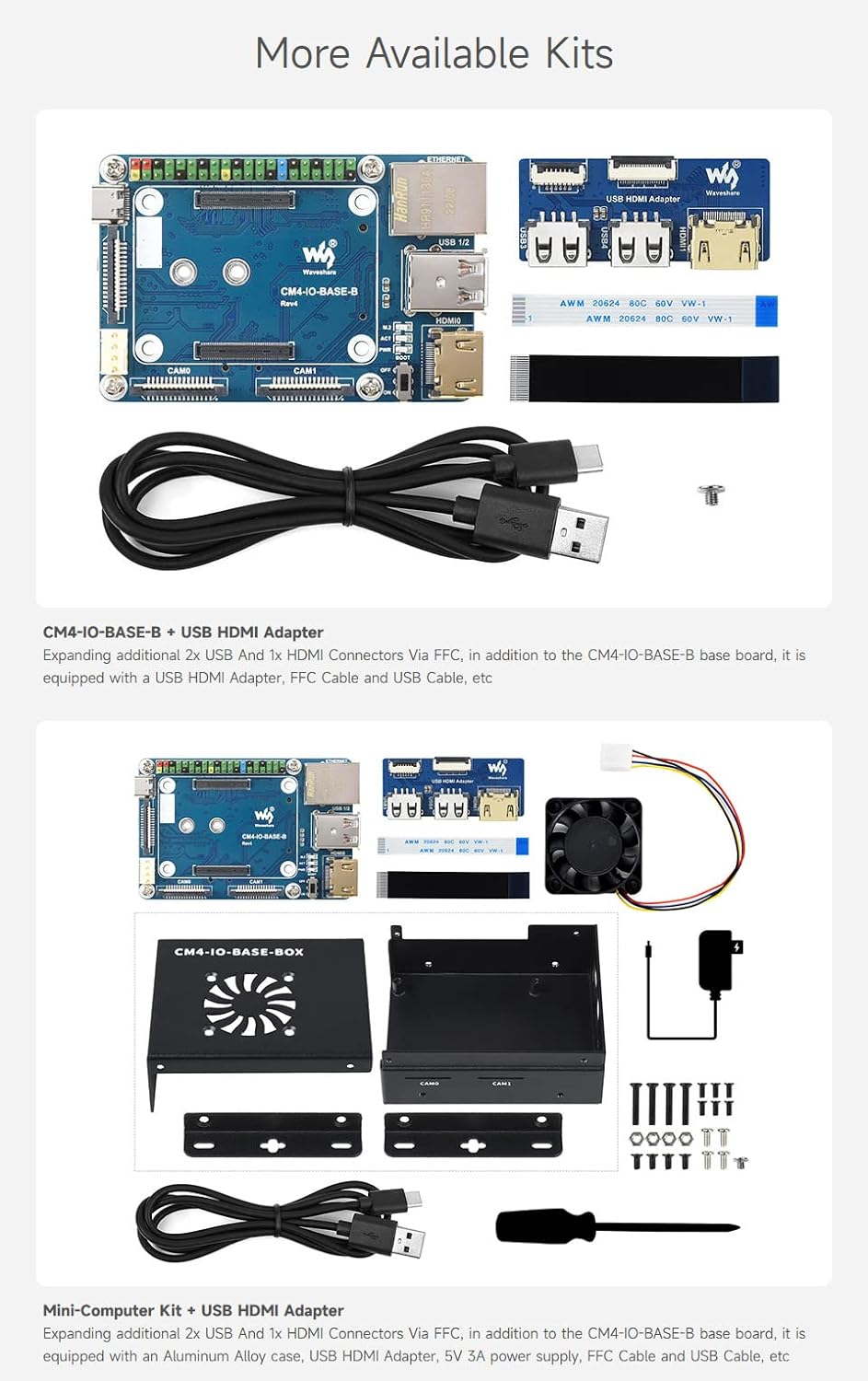 Waveshare Mini Base Board Designed for Raspberry Pi Compute Module 4 Powerful Functions in A Small S