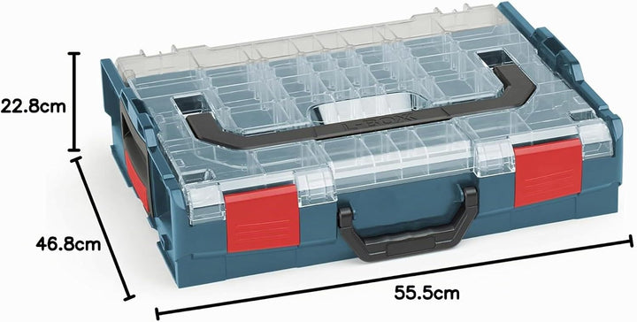 Sortimo Bosch L-BOXX 102 Kunststoff Werkzeugkoffer professional blau Deckel transparent mit Insetbox