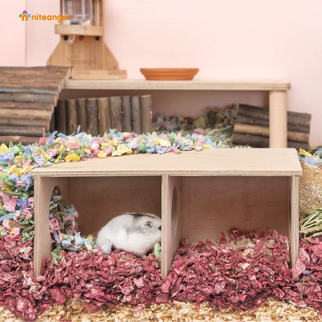 Niteangel Hamster Secret Peep Schuppen 2-Kammer Versteck & Tunnel Erkundungs-Spielzeug, Small - for