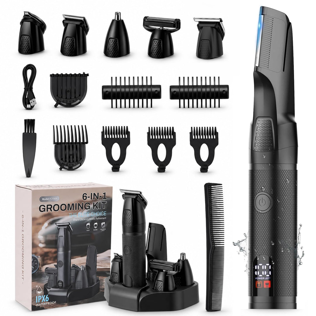 Intimrasierer Mann, 6-IN-1 Rasierer Herren Intimbereich Wasserdicht, Nass-Trocken Körperrasierer Her
