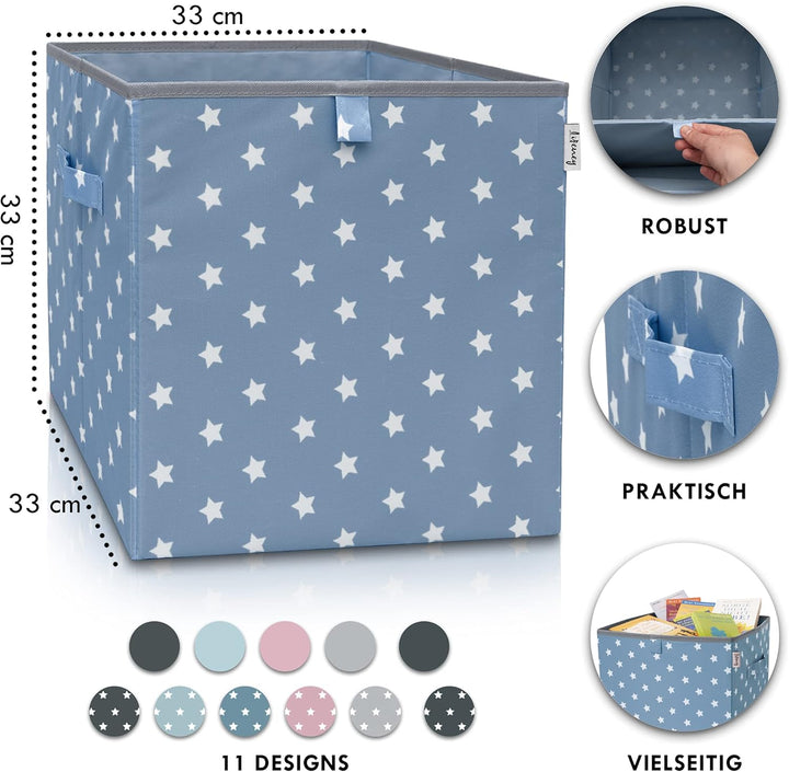 LIFENEY Aufbewahrungsbox mit Sternenmotiv in Türkis, Spielzeugbox mit Sternen passend für Würfelrega