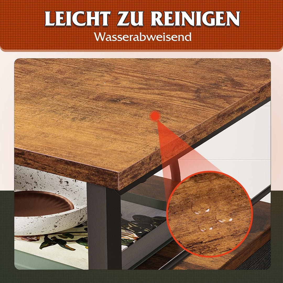 WLIVE Nachttisch mit Ladefunktion, Beistelltisch mit 2 USB-Anschlüssen & 2 Steckdosen, 3 Etagen Nach