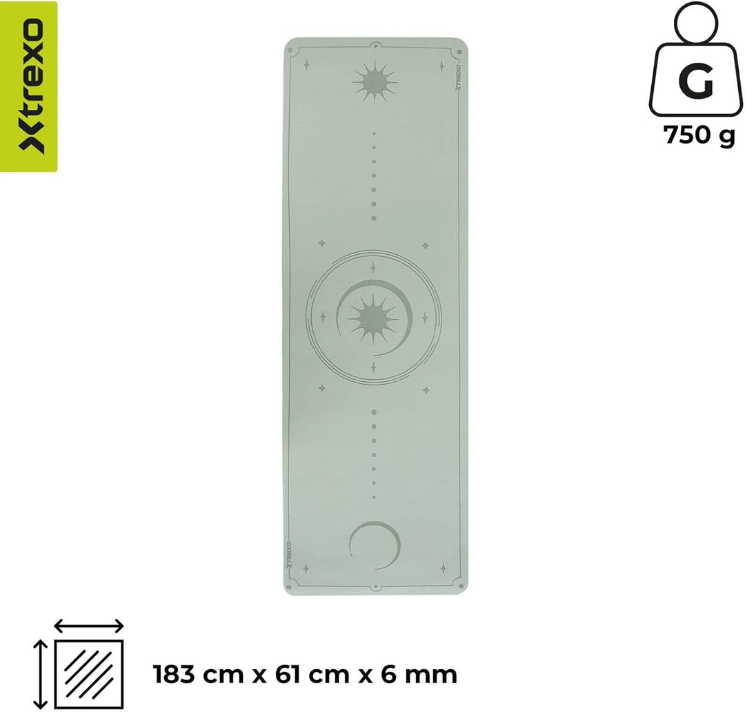 XTREXO Yogamatte 183x61 cm gross und 6 mm dick Yoga Matte aus ökologischem TPE mit rutschfester Ober