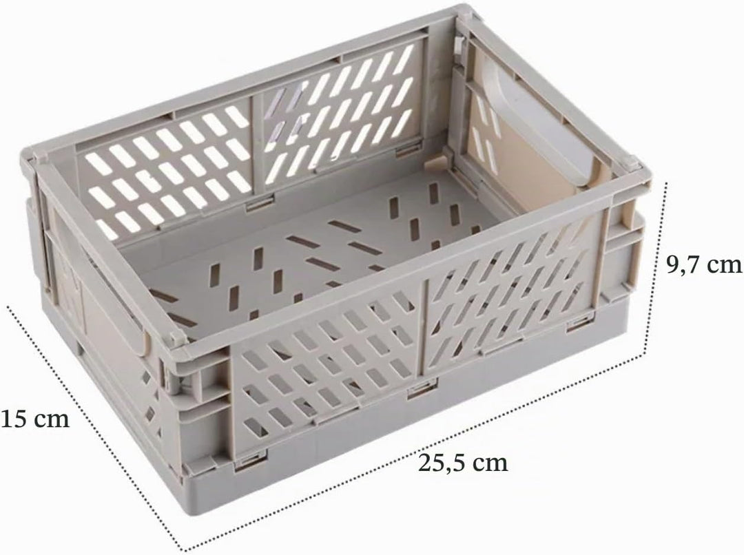 4 Stück Klappbox Grau 25×16×10cm,Klappkiste Körbe Aufbewahrung Zusammenklappbarer Tragbar Aufbewahru