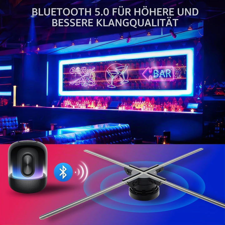 50CM 3D Hologramm Projektor mit WiFi und Bluetooth,3D Hologramm Fan mit 560 Leds und 2200 cd/m² und