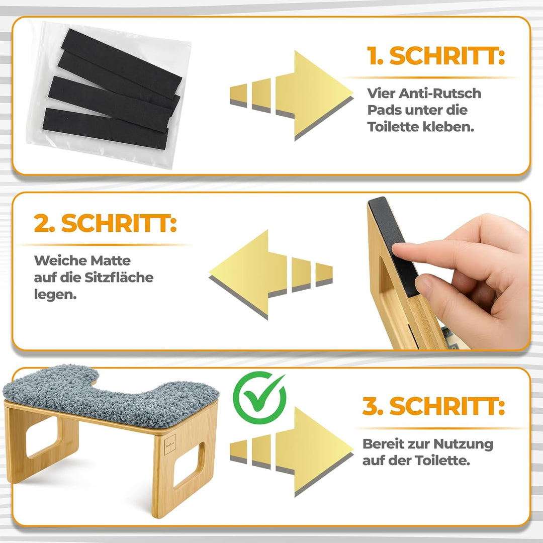 Bambus Toilettenhocker Erwachsene mit Komfortmatte – Klohocker Erwachsene Klappbar & Langlebig, Falt