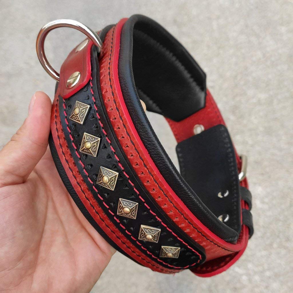 Bestia "Balteus Halsband in Rot XL- von 57.5 bis 67.5 cm Halsumfang Rot & Schwarz, XL- von 57.5 bis