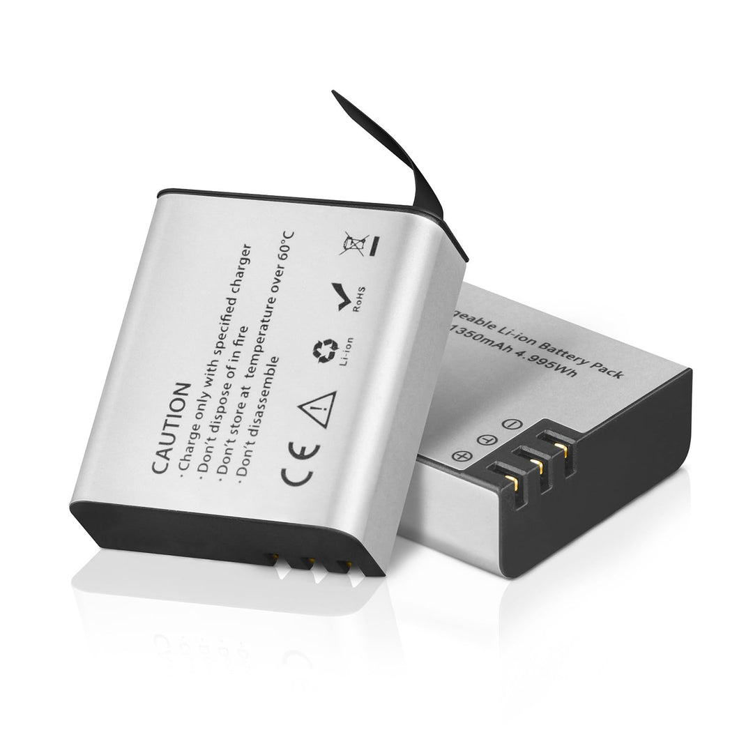 Action Cam Akku, 2 x 1350mAh Akkus für AKASO EK7000/Brave 4 Pro/V50X, COOAU, Dragon Touch, GOOKAM, S