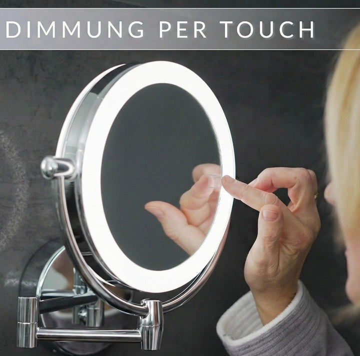 Libaro LED Kosmetikspiegel Modena Vergrösserungsspiegel 360° Schminkspiegel mit Wandmontage und Dimm
