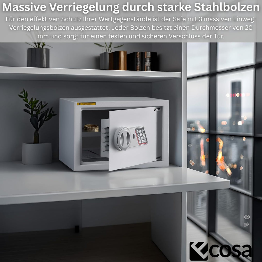 Ecosa ®Elektronischer Tresor Safe 35×25×25cm – Möbeltresor & Wandtresor mit Zahlencode und Schlüssel