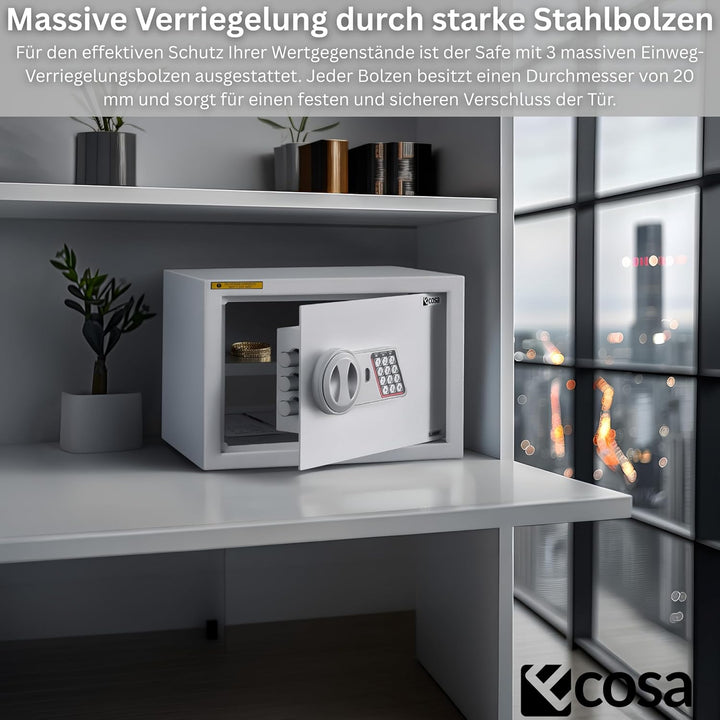 Ecosa ®Elektronischer Tresor Safe 35×25×25cm – Möbeltresor & Wandtresor mit Zahlencode und Schlüssel