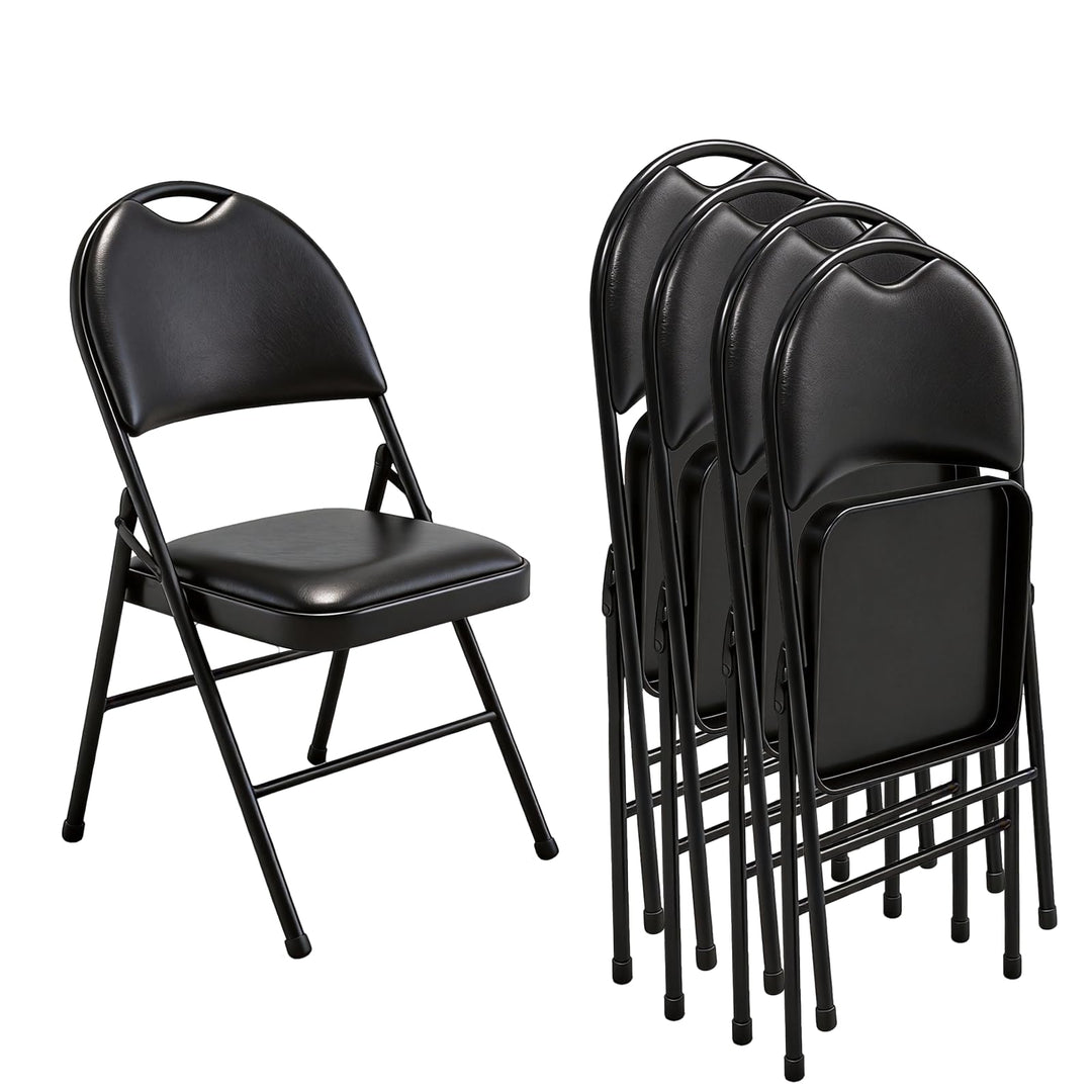 Klappstuhl 4er Set mit gepolstertem PU-Leder und Griff, Ultraviolette Geschosspolster&Stabilem Metal