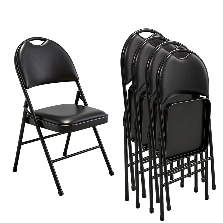 Klappstuhl 4er Set mit gepolstertem PU-Leder und Griff, Ultraviolette Geschosspolster&Stabilem Metal