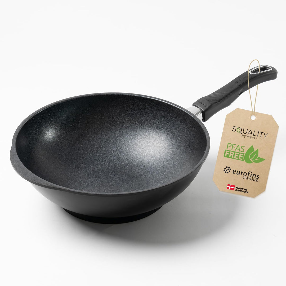 Premium Wok Pfanne 30 cm – PFAS freie Pfanne | Antihaft Wokpfanne Induktion aus Dänemark, ergonomisc
