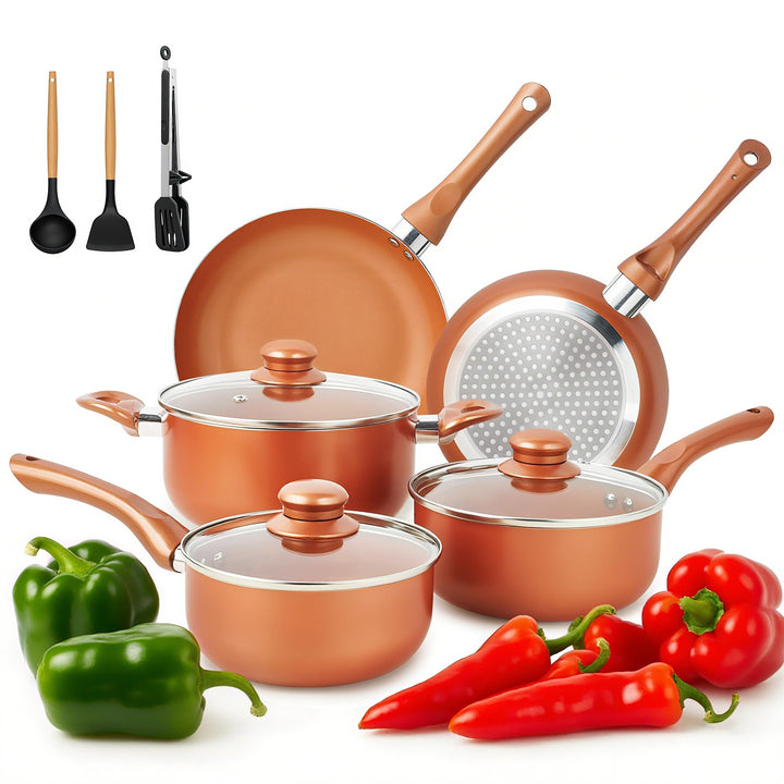 Antihaft-Kochgeschirr-Set, 11-teilig, ofen- und grillfest (350 °F), Töpfe und Pfannen, Küchenkochset