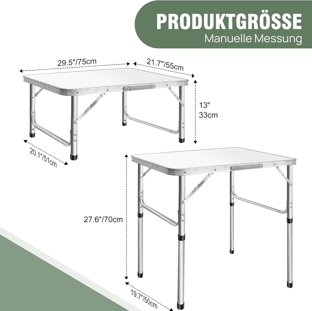 HSHa Buffettisch Tisch Klappbar Campingtisch Klapptisch Verstellbare Höhe 33/70cm, Camping-Aluminium