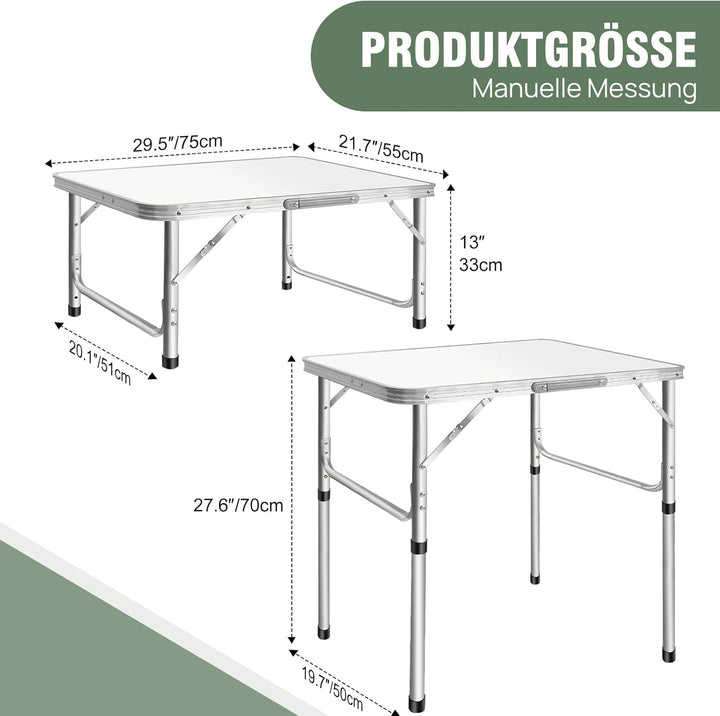 HSHa Buffettisch Tisch Klappbar Campingtisch Klapptisch Verstellbare Höhe 33/70cm, Camping-Aluminium