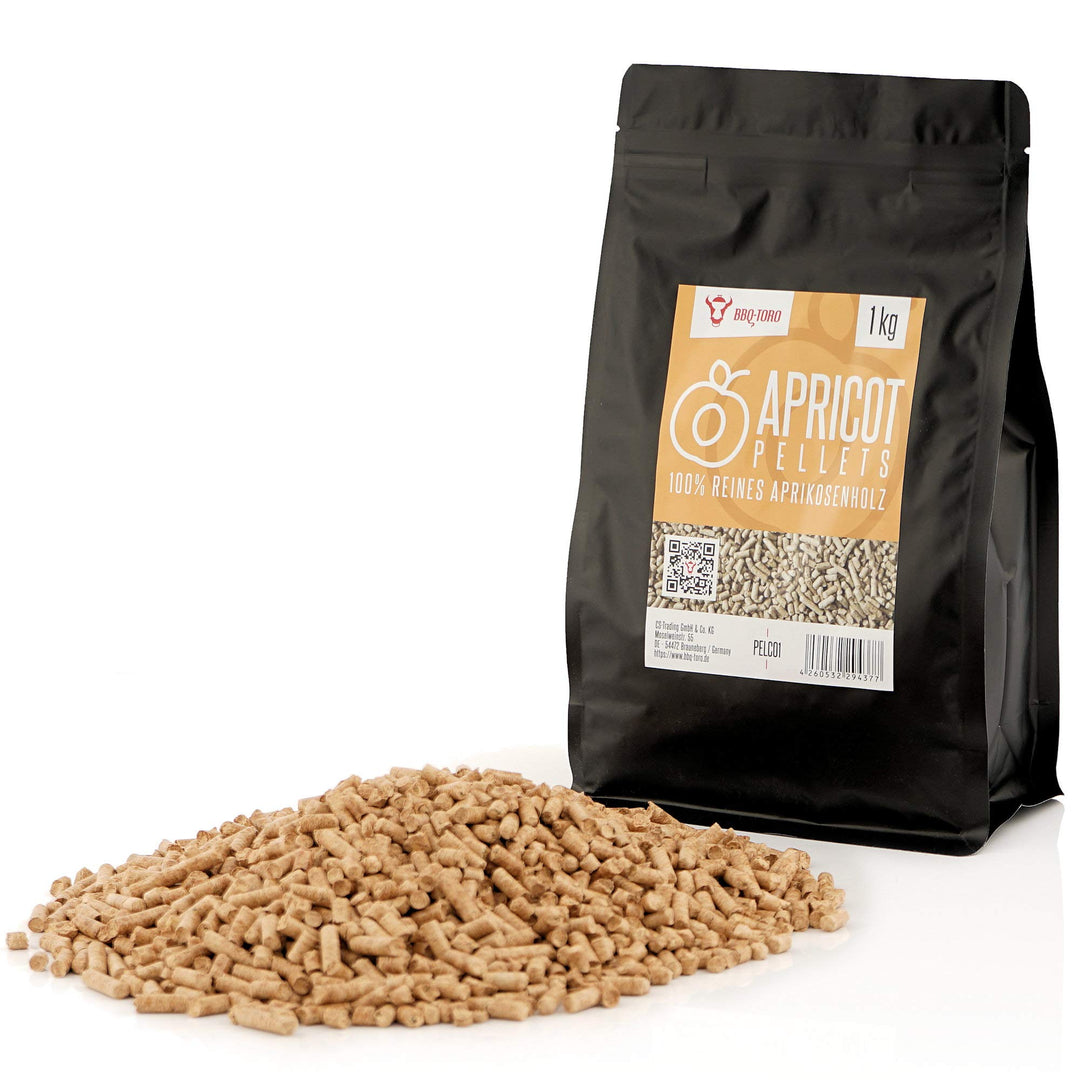 BBQ-Toro Grillpellets Aprikose aus 100% Aprikosenholz | 1 kg | Aprikosenpellets für Grill, Smoker, P