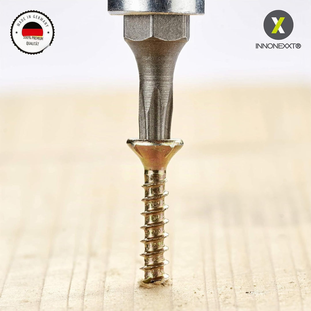 INNONEXXT® Premium Spanplattenschrauben | 3,0 x 30 mm | Fräsrippen | Cut-Spitze | Terrassenschrauben