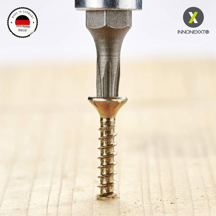 INNONEXXT® Premium Spanplattenschrauben | 3,0 x 30 mm | Fräsrippen | Cut-Spitze | Terrassenschrauben
