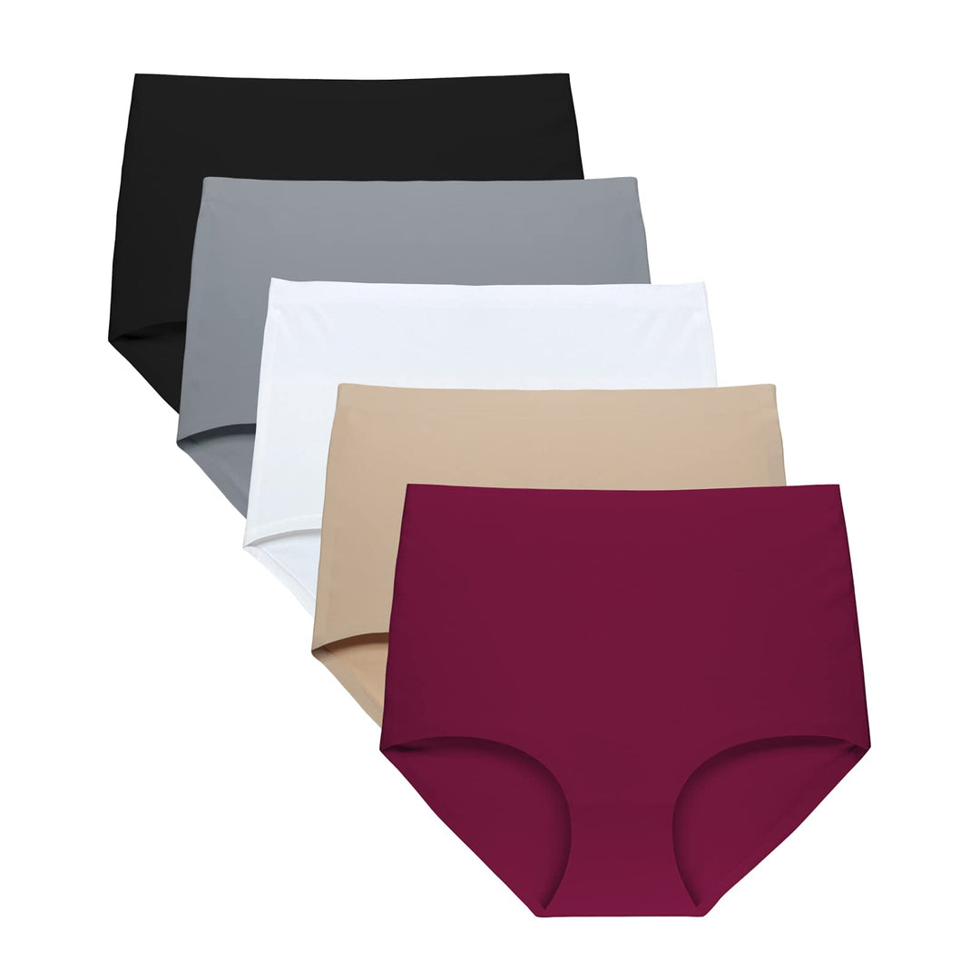 FallSweet No Show Slip mit hoher Taille Unterwäsche für Damen Seamless Panties, 5er Pack XL Multi2,