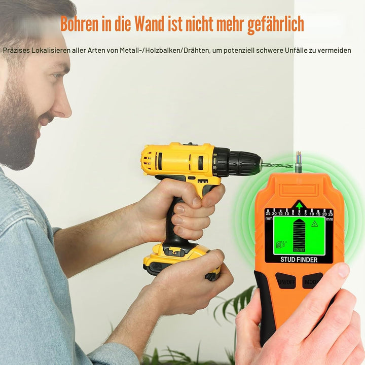 Leitungssuchgerät 6-in-1 Wandscanner – Verbesserter Balkenfinder mit LCD-Display &amp; Signalton, Präzis