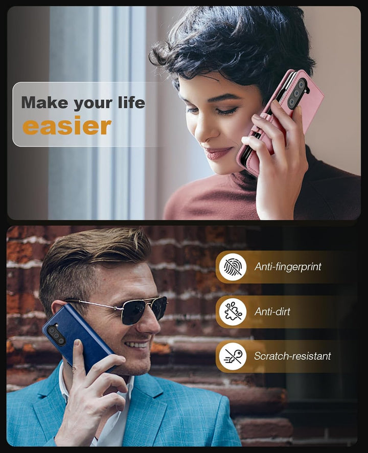 OCASE Hülle Samsung Galaxy Z Fold 5 5G Handyhülle mit [S Pen Halter] [Grenzschutz] [Premium PU Leder