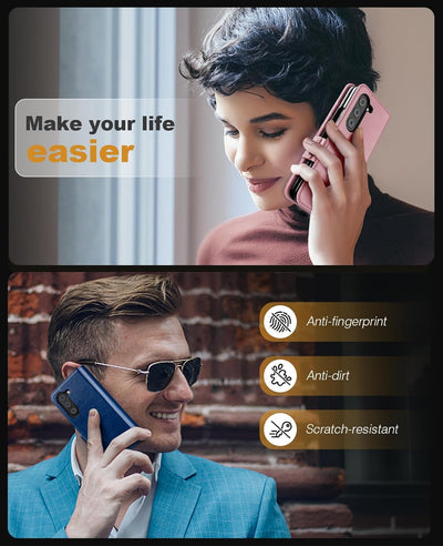 OCASE Hülle Samsung Galaxy Z Fold 5 5G Handyhülle mit [S Pen Halter] [Grenzschutz] [Premium PU Leder