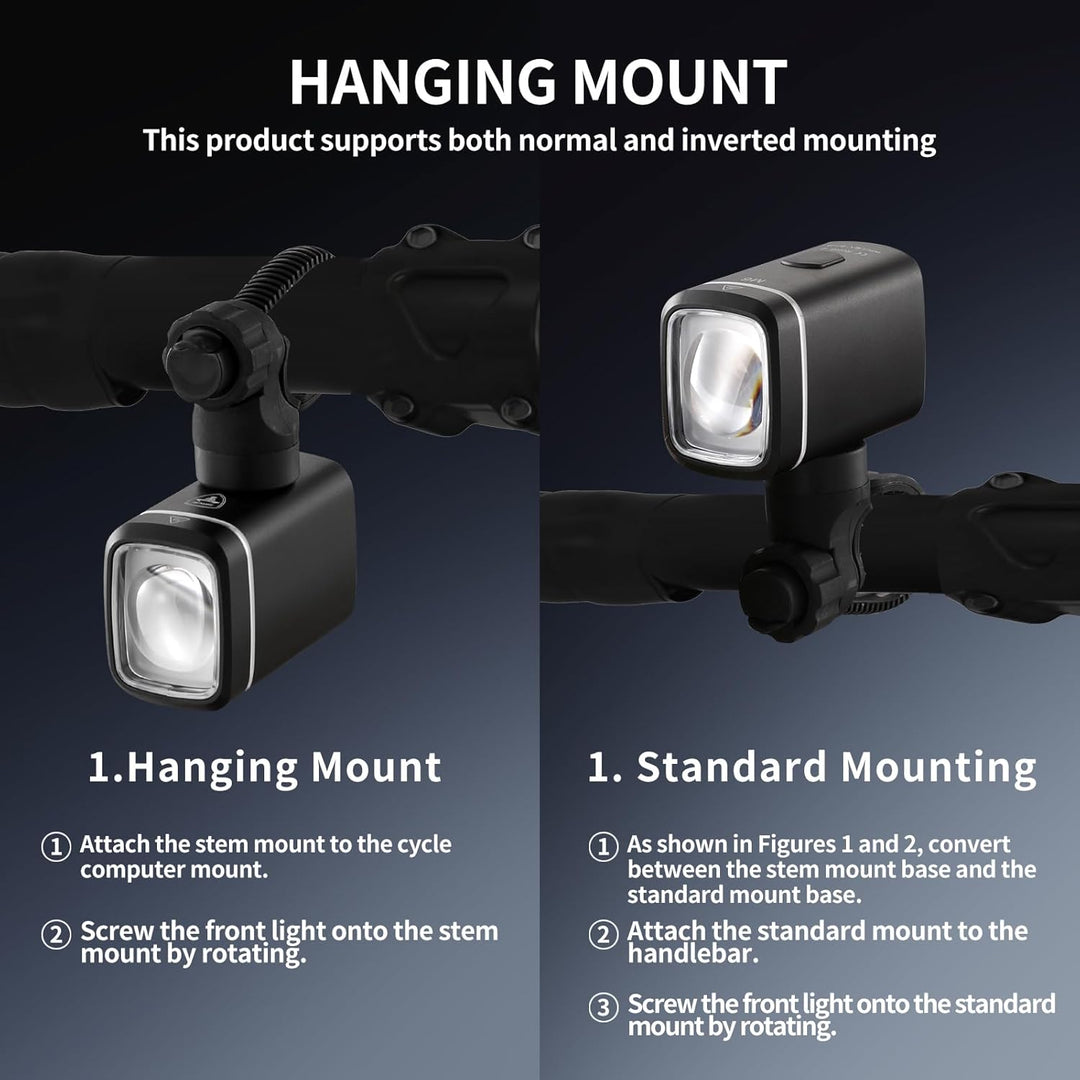 Smart LED Fahrradlampe 1000 Lux, Auto On/Off, Auto Lichtsensor, Ganz aus Aluminium, 2800mAh Akku USB