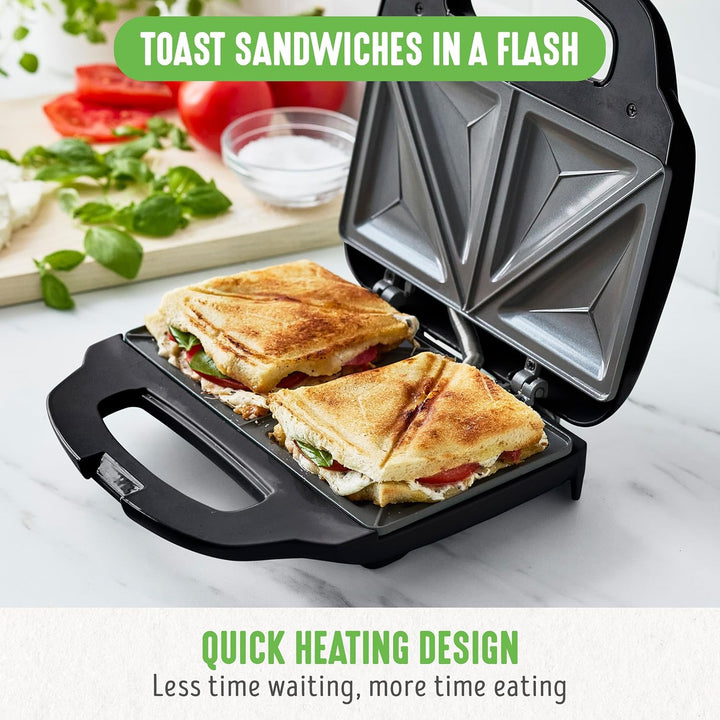 GreenChef Electric Sandwichmaker, PFAS-freie Gesunde Keramik-Antihaft, Panini, Sandwichtoasts, Grill
