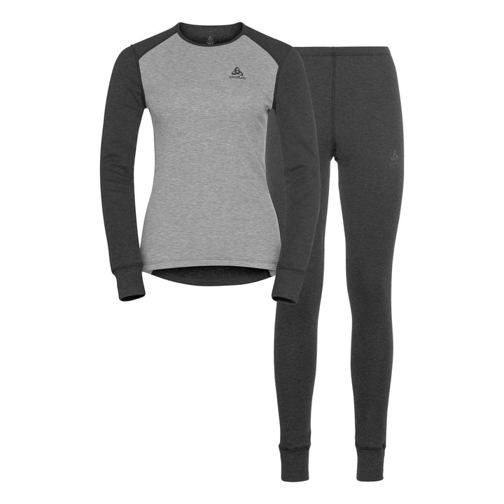 Odlo Damen Funktionsunterwäsche Set Active WARM ECO L Dark Grey Melange - Grey Melange, L Dark Grey