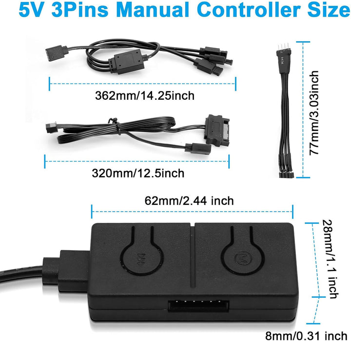 ARGB Controller Ulegqin ARGB 5V zu 12V RGB Motherboard mit Manueller Controller zum Schalten von Far