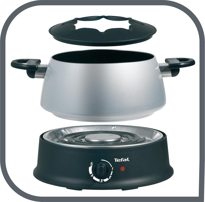 Tefal EF3000 Base Ronde Fondue | 1,200 Watt | mit sechs Gabeln | Für jede Fondueart: Öl, Käse, Schok