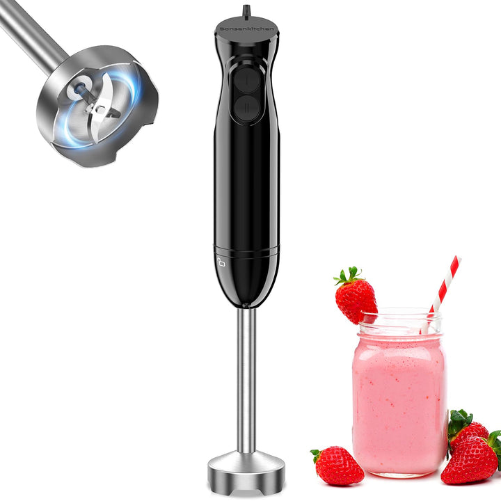 Bonsenkitchen Pürierstab, Stabmixer Elektrischer, 1000W Pürierstab Edelstahl, 2 Geschwindigkeiten, 4