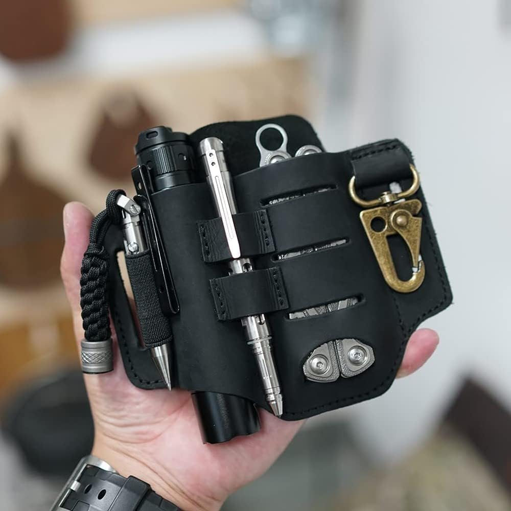 VIPERADE PJ16 Leder EDC Tasche Organizer Taktischer Multitool Halter mit Schlüsselbund Gürtelschlauf
