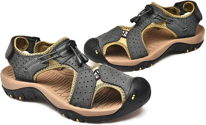 rismart Herren Closed Zu Draussen Sport Trekking Schuhe Leder Sandalen 39 EU Dunkelgrau, 39 EU Dunke